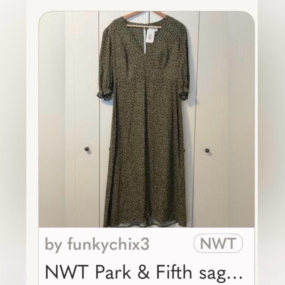 NWT Park & Fifth Green Midi Dress